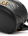 Calfskin Matelasse Chevron Mini GG Marmont Top Handle Bag Black