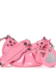 Patent Faux Leather Le Cagole Shoulder Bag XS Sweet Pink