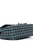 Tweed Quilted Mini Rectangular Flap Green Navy Dark Beige