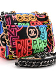 Fabric Printed Medium CHNL 19 Flap Black Multicolor