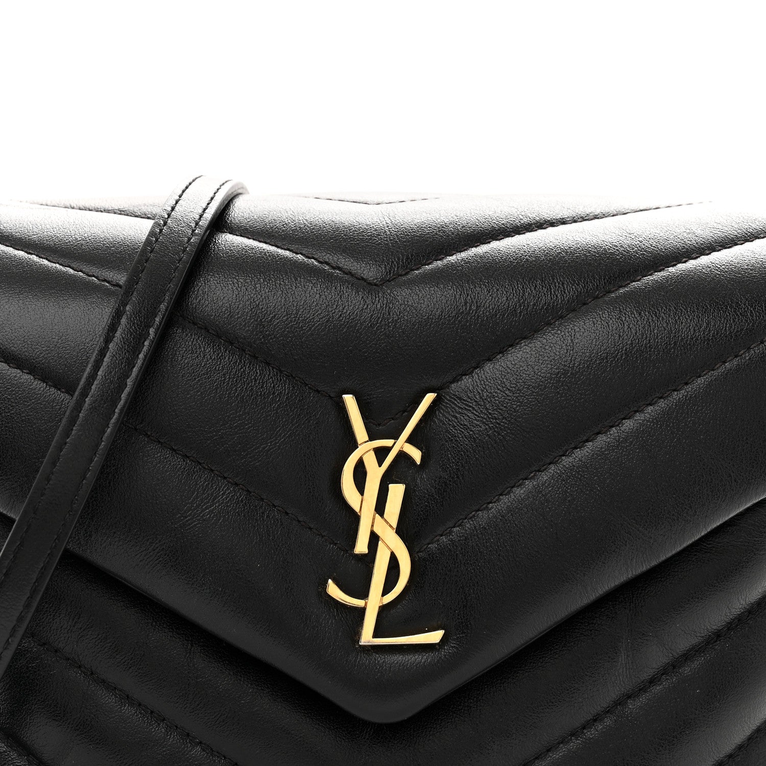 Calfskin Y Quilted Monogram Toy Loulou Crossbody Bag Black