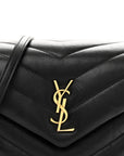 Calfskin Y Quilted Monogram Toy Loulou Crossbody Bag Black