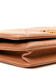 Lambskin Quilted CHNL 19 Wallet On Chain WOC Brown