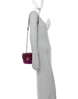 Velvet Matelasse Mini GG Marmont Shoulder Bag Fuchsia Violet Cyclamen