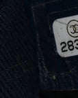 Lurex Canvas Mini Deauville Tote Navy Blue Gold