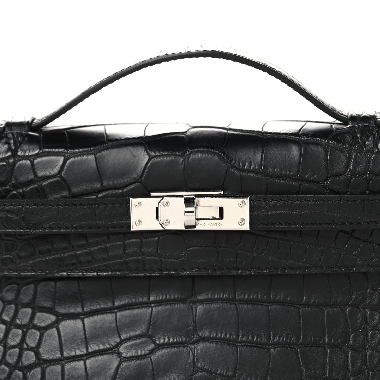 Matte Alligator Kelly Pochette Black