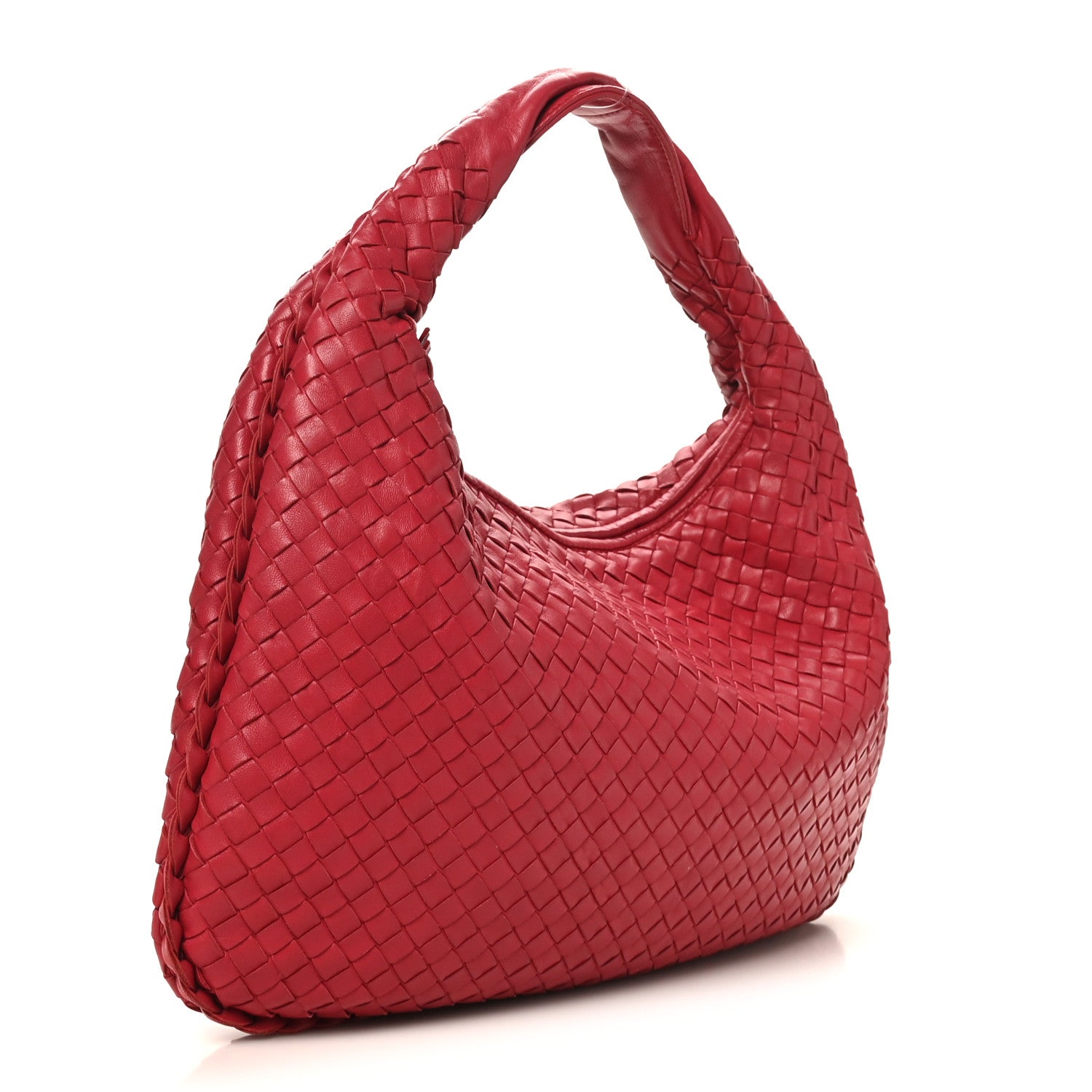 Nappa Intrecciato Small Veneta Hobo Cassis
