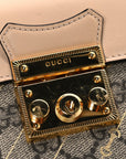 GG Supreme Monogram Calfskin Horsebit Print Mini Padlock Top Handle Shoulder Bag Beige Ebony Light Pink