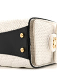Braided Raffia Calfskin Mini CHNL 25 Handbag White Black