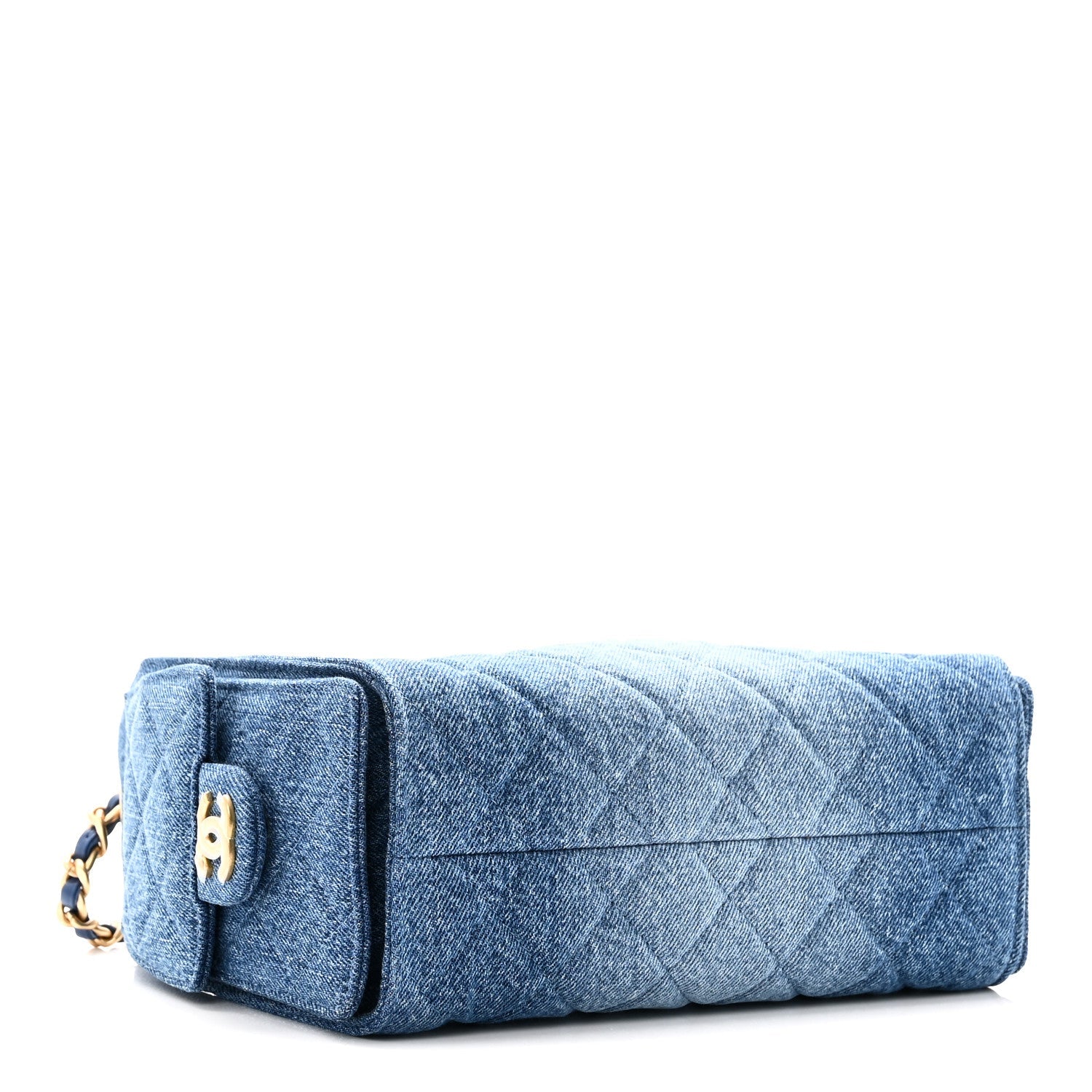 Washed Denim Quilted Mini CHNL 25 Handbag Blue