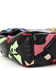 Lambskin Printed Fabric Medium CHNL 19 Flap Black Multicolor