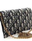 Oblique Saddle Chain Long Wallet Blue
