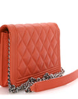 Caviar Quilted Boy Wallet On Chain WOC Orange