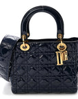 Patent Cannage Medium Supple Lady D1OR  Navy Blue