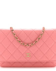 Caviar Quilted Wallet on Chain WOC Pink