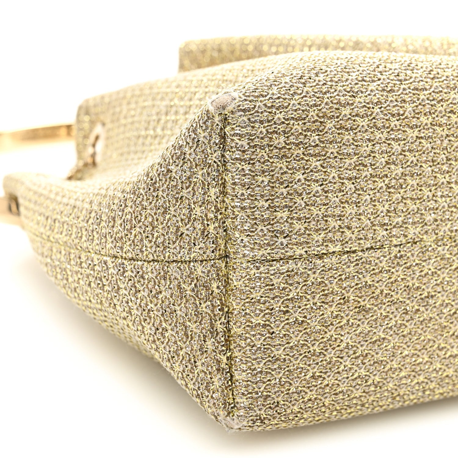 Metallic Woven Bon Bon Bag Champagne