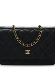 Caviar Quilted Wallet on Chain WOC Black