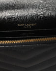 Grain De Poudre Matelasse Chevron Monogram Envelope Chain Wallet Black