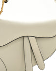 Grained Calfskin Mini Saddle Bag White