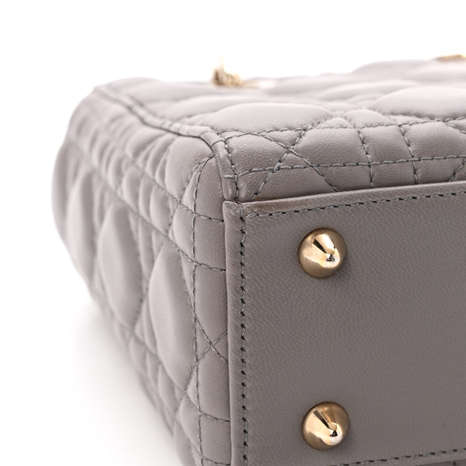 Lambskin Cannage Small Lady D1OR Grey