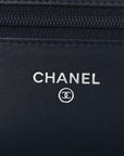 Patent Quilted Wallet On Chain WOC Navy Blue