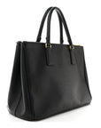 Saffiano Lux Medium Galleria Double Zip Tote Black