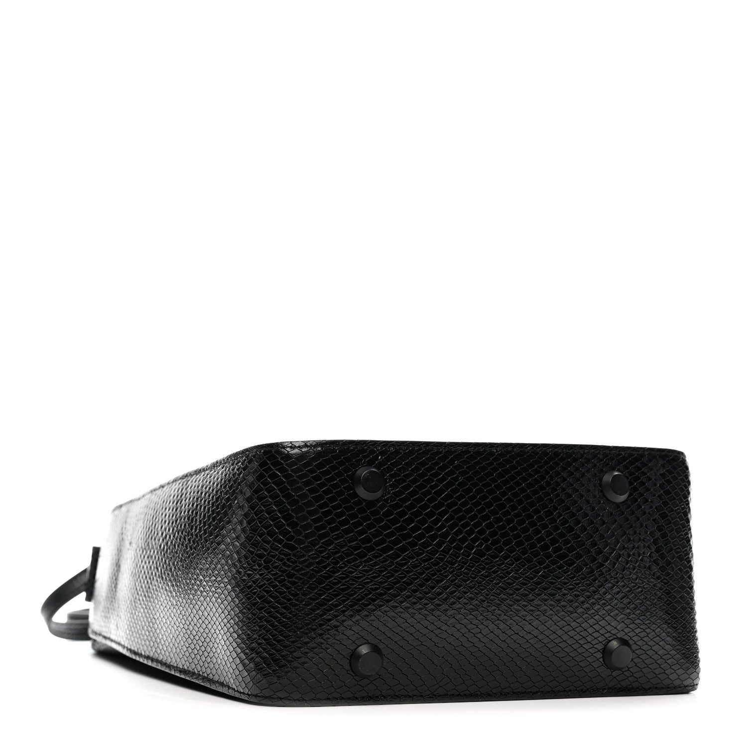 Extra Supple Calfskin Snakeskin Embossed Calfskin Small Tool 2.0 North-South Tote Black