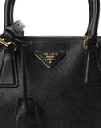 Saffiano Small Galleria Double Zip Tote Black