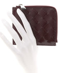 Nappa Intrecciato Square Zip Around Wallet Barolo