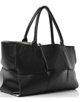 Nappa Maxi Intrecciato Medium Arco Tote Black White
