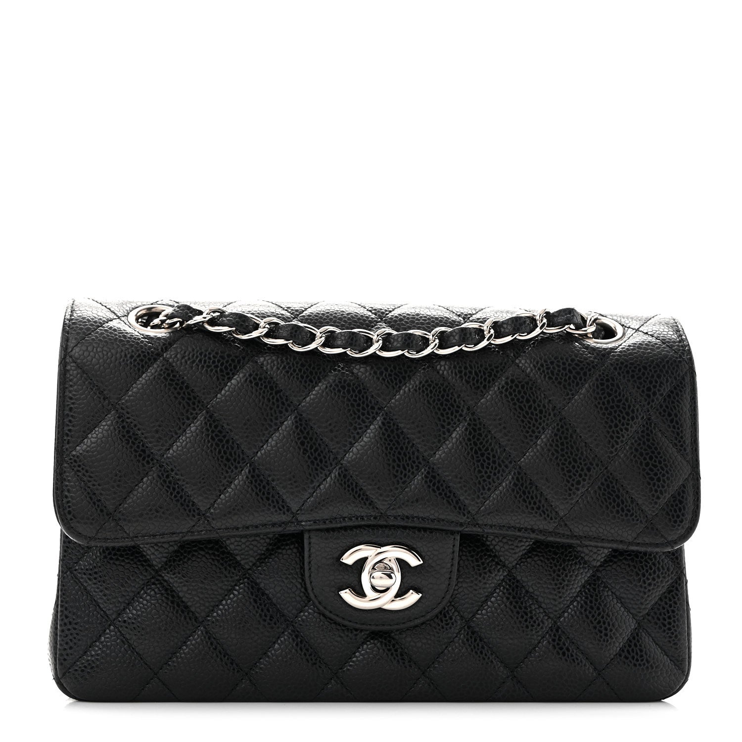 Caviar Quilted Small Double Flap Black