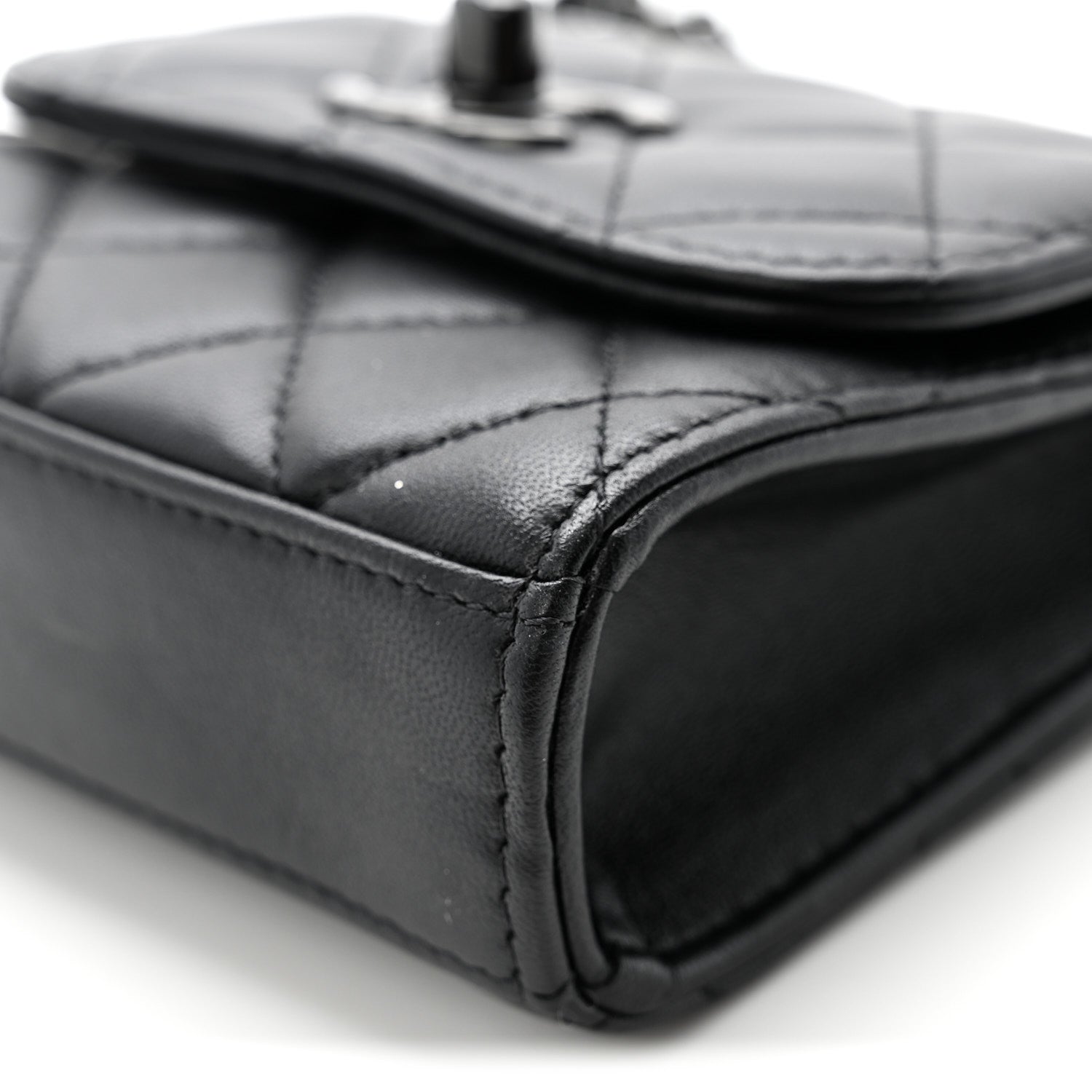 Lambskin Quilted Mini Trendy CC Chain Wallet So Black