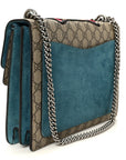 GG Supreme Monogram Angry Cat Embroidered Medium Dionysus Shoulder Bag Beige Ultramarine