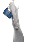 Washed Denim Quilted Mini CHNL 25 Handbag Blue