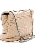 Calfskin Y Quilted Monogram Medium Loulou Chain Satchel Nude Powder