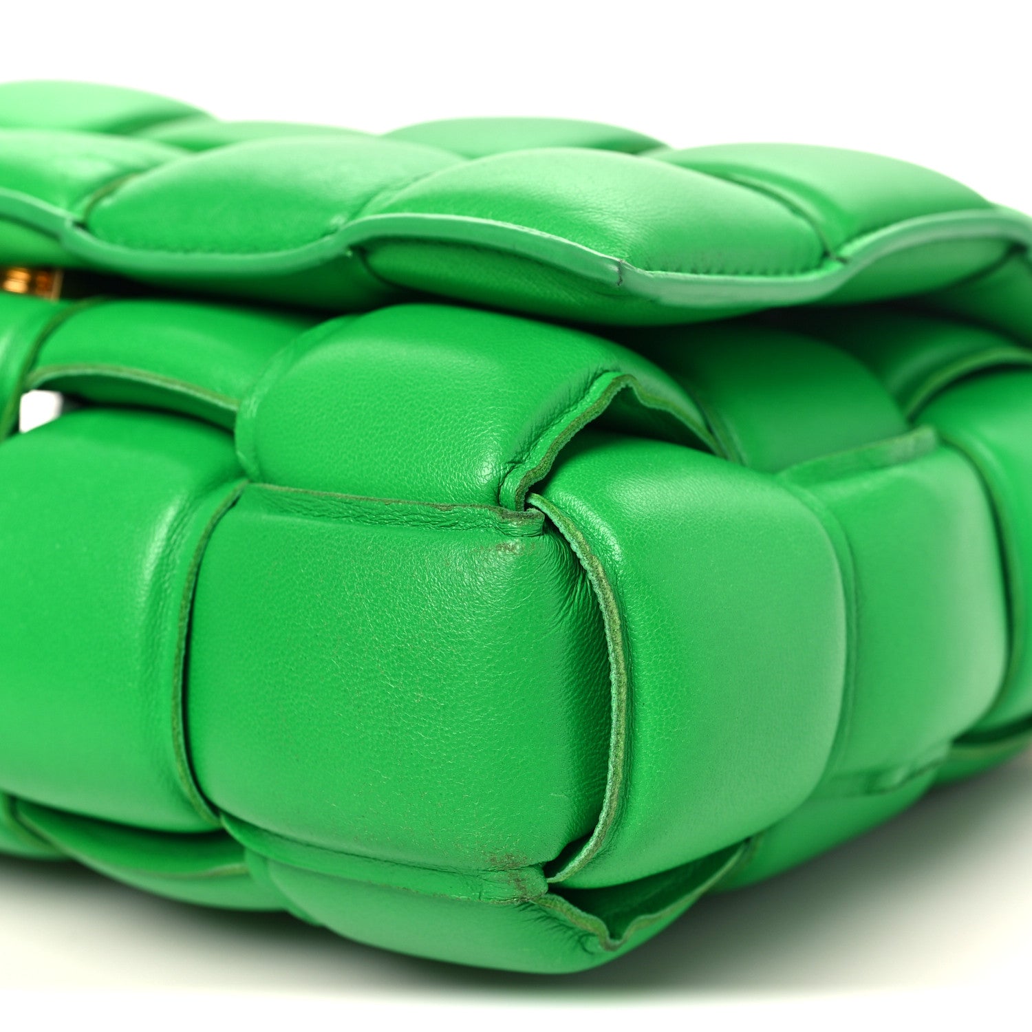 Lambskin Maxi Intreccio Padded Chain Cassette Crossbody Bag Racing Green