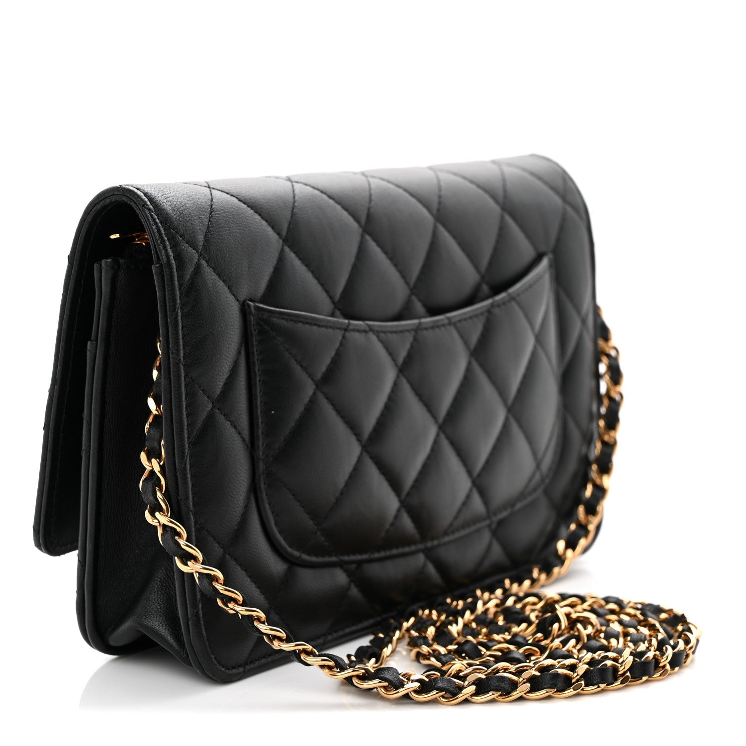 Lambskin Quilted Wallet On Chain WOC Black