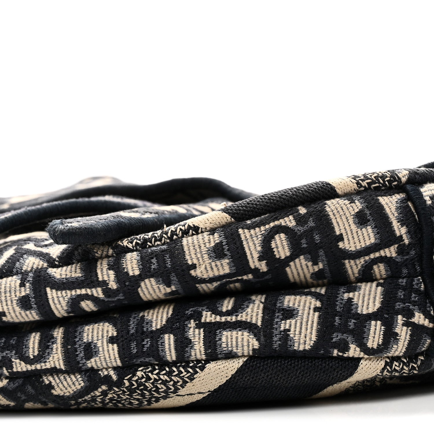 Oblique Embroidered Saddle Bag Blue