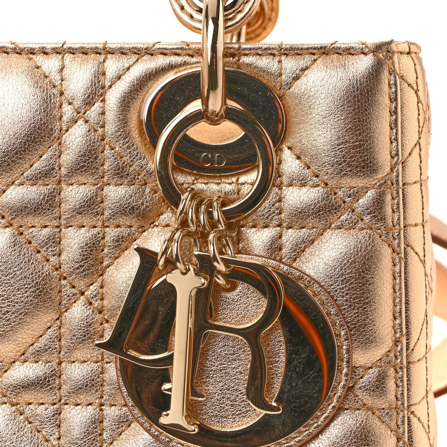 Metallic Lambskin Cannage Small My ABCD1OR Lady D1OR Rose Gold