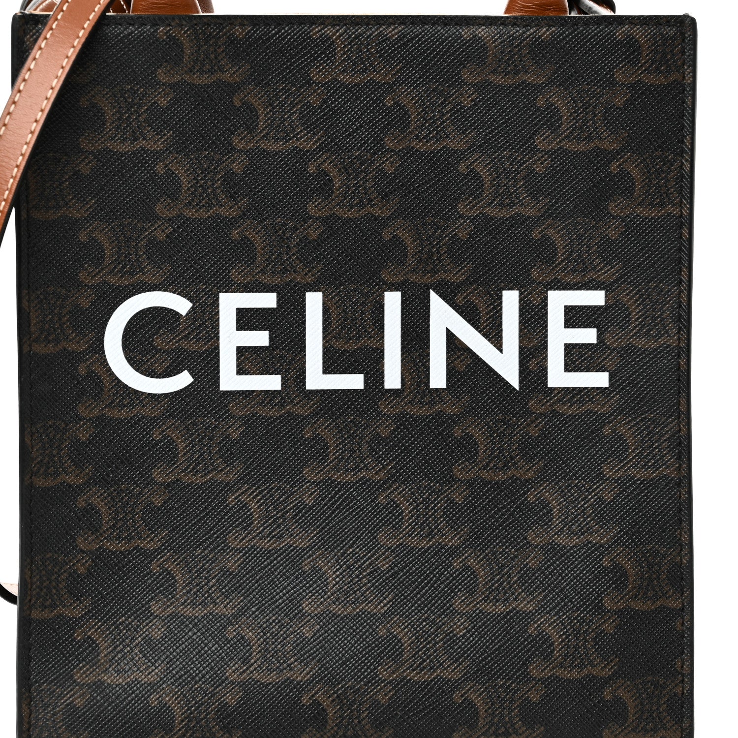 Triomphe Canvas Calfskin Mini Vertical Cabas Tan
