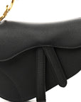 Grained Calfskin Mini Saddle Bag Black