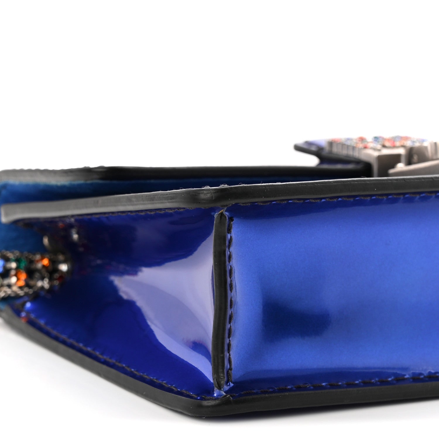 Metallic Patent Crystal D1ORaddict Flap Bag Blue