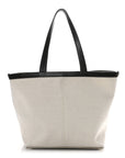 Canvas Mix Nappa Intrecciato Medium Flip Flap Tote Natural Fondant