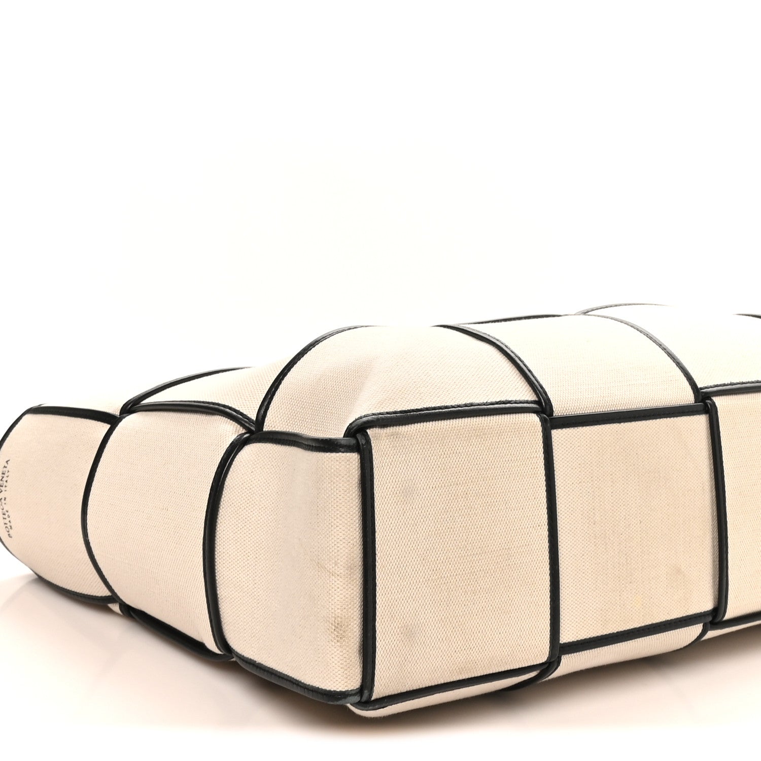 Canvas Maxi Intrecciato Large Arco Tote Beige Black