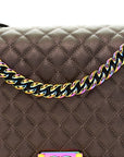 Iridescent Goatskin Quilted New Medium Boy Flap Bronze