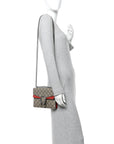 GG Supreme Monogram Suede Mini Dionysus Shoulder Bag Beige Ebony Vulcanic Red