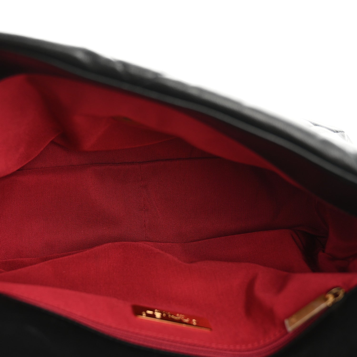 Shiny Goatskin Quilted Large CHNL 19 Flap Black