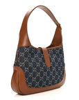 New Denim GG Monogram Calfskin Small Jackie 1961 Hobo Blue Tea Cuir