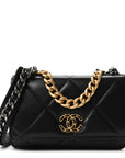 Lambskin Quilted CHNL 19 Wallet On Chain WOC Black