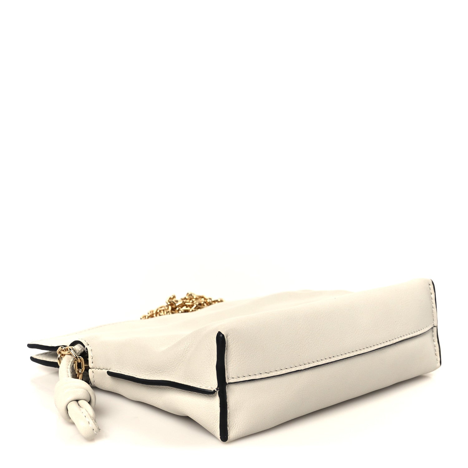 Calfskin Nano Flamenco Knot Clutch Soft White